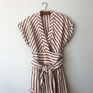 Farrow Striped Wrap Midi Dress